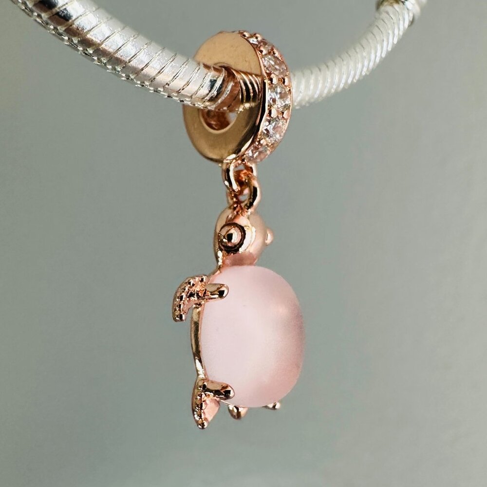 NEW Authentic Pandora Murano Glass Pink Sea Turtle Dangle Charm 788939C01